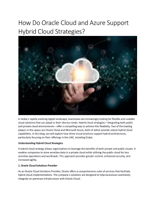 How Do Oracle Cloud and Azure Support Hybrid Cloud Strategies