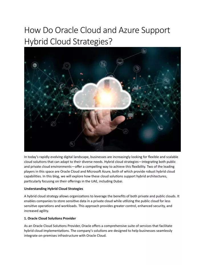 how do oracle cloud and azure support hybrid