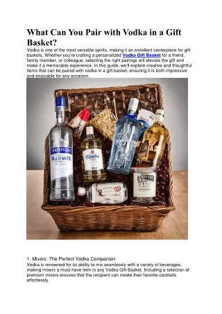 what can you pair with vodka in a gift basket