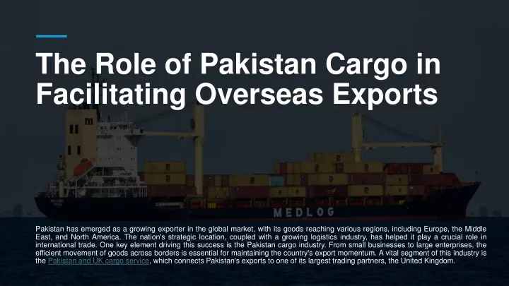 the role of pakistan cargo in facilitating overseas exports