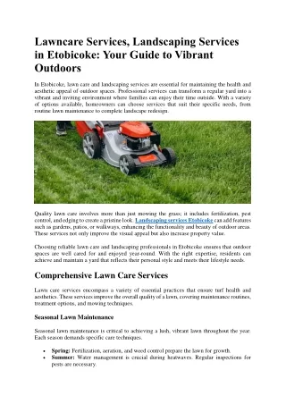 Lawncare Services, Landscaping Services in Etobicoke Your Guide to Vibrant Outdoors