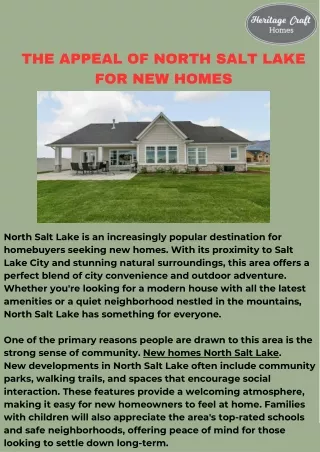 Discover New Homes in North Salt Lake for Modern Living