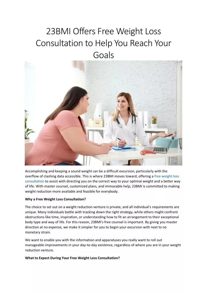 23bmi offers free weight loss consultation