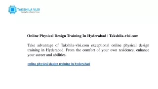 online physical design training in hyderabad