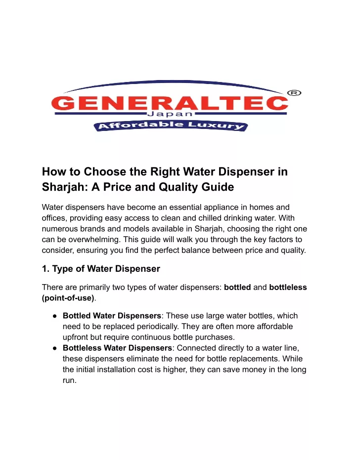 how to choose the right water dispenser