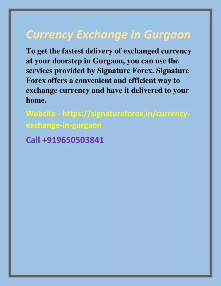 currency exchange in gurgaon