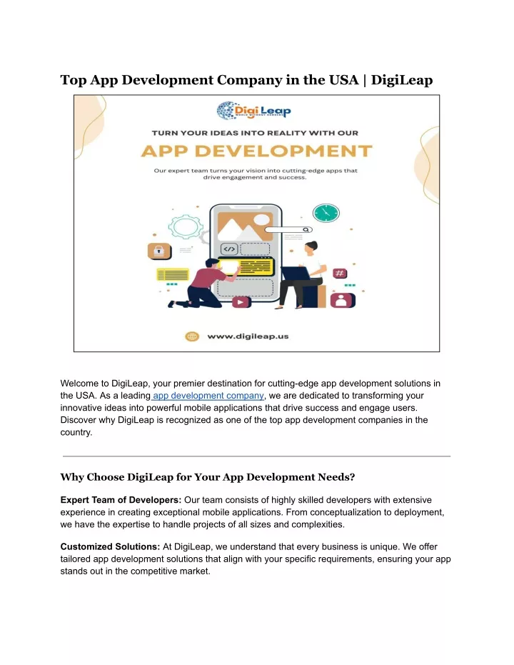 top app development company in the usa digileap