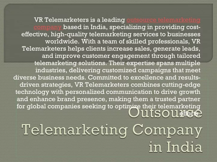 outsource telemarketing company in india