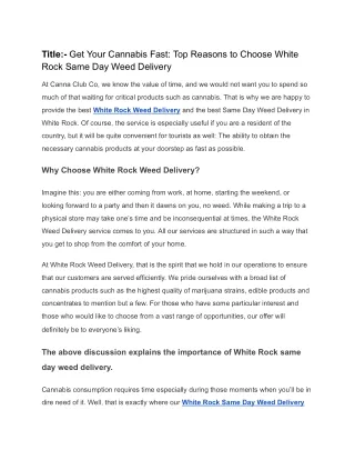 Get Your Cannabis Fast_ Top Reasons to Choose White Rock Same Day Weed Delivery