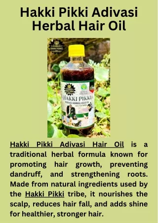 Hakki Pikki Adivasi Herbal Hair Oil