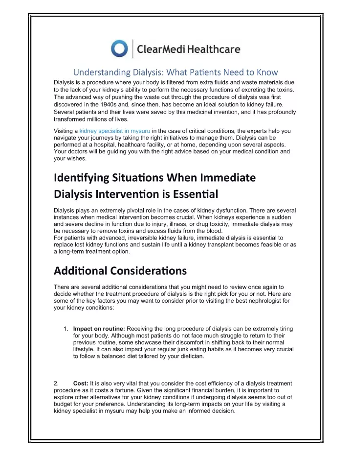 understanding dialysis what pa understanding