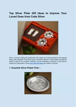 Top Silver Plate Gift Ideas to Impress Your Loved Ones from Code Silver