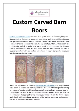 Custom Carved Barn Doors - Mogul Interior