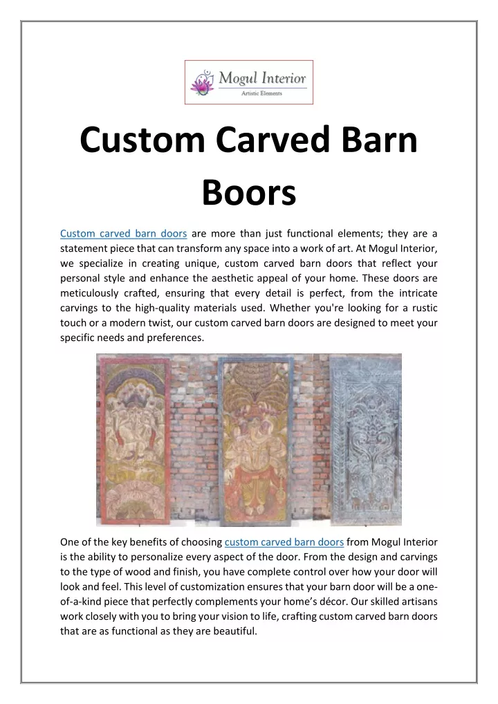 custom carved barn boors