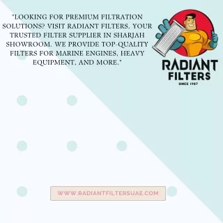 Radiant filters Trading CO LLC Sharjah Showroom