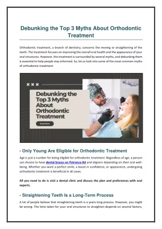 Debunking the Top 3 Myths About Orthodontic Treatment