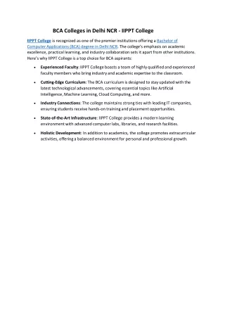 BCA Colleges in Delhi NCR