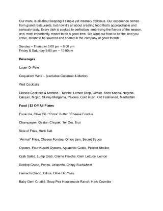 Happy Hour Menu at The Mulholland_ Top Restaurant in Calabasas