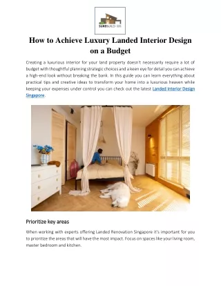 How to Achieve Luxury Landed Interior Design on a Budget