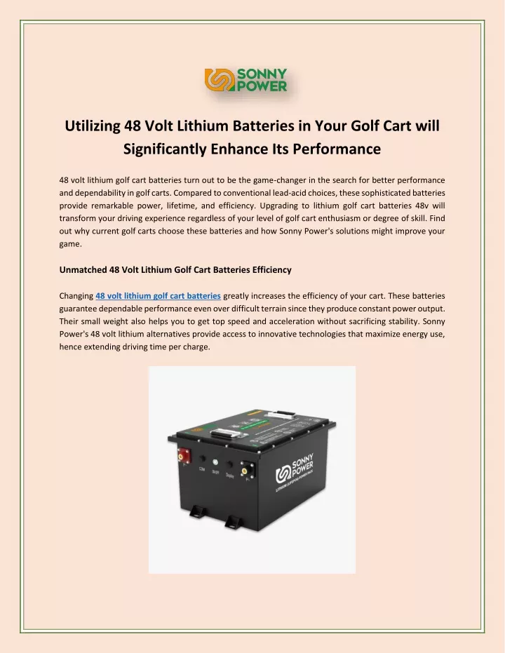 utilizing 48 volt lithium batteries in your golf