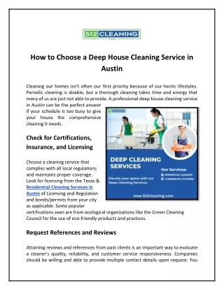 Choose Deep House Cleaning Service in Austin