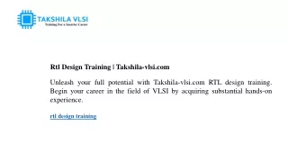 rtl design training takshila vlsi com