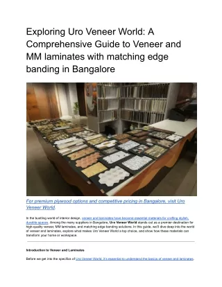 Exploring Uro Veneer World_ A Comprehensive Guide to Veneer and MM laminates with matching edge banding in BangaloreExpl