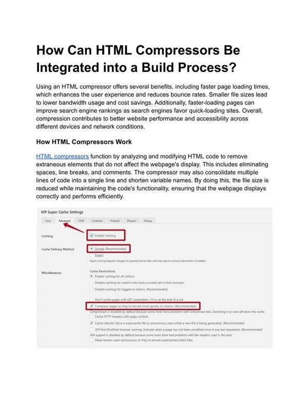 how can html compressors be integrated into