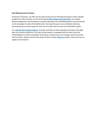 Data Mining Service Providers