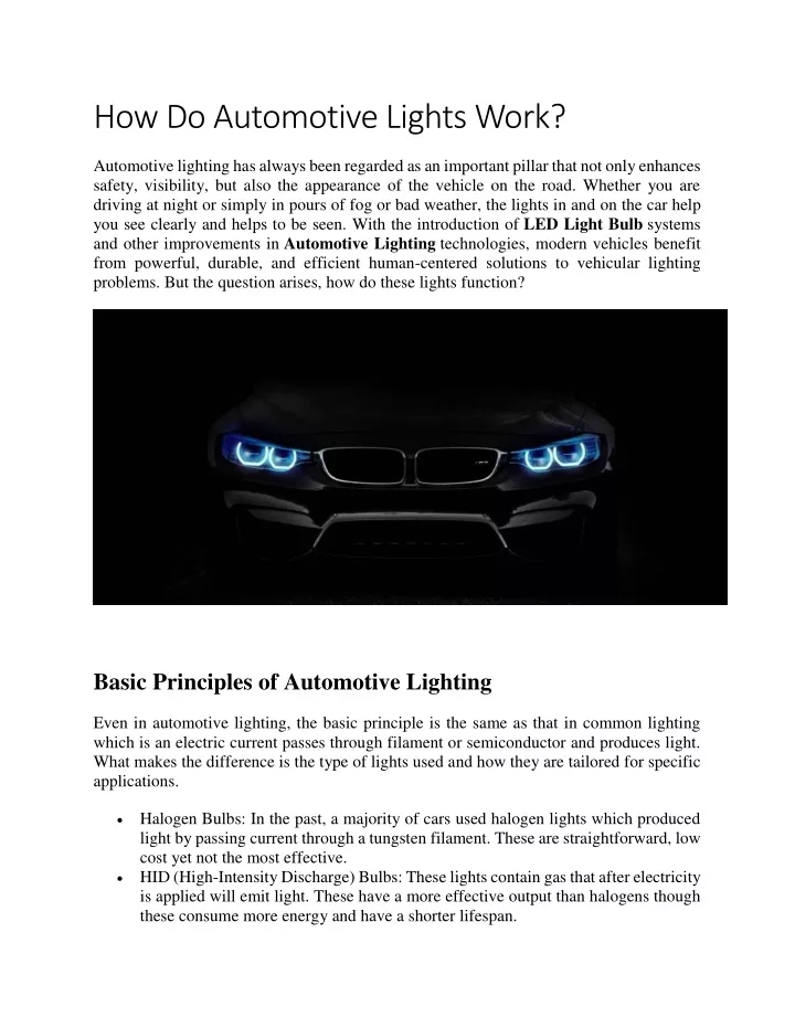 how do automotive lights work