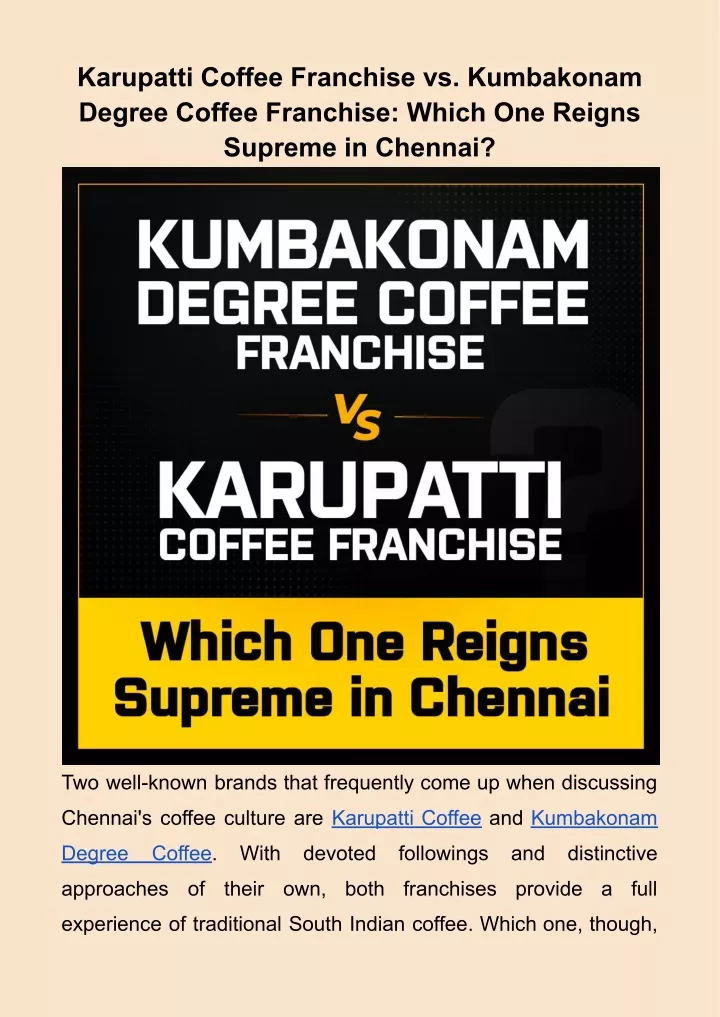 karupatti coffee franchise vs kumbakonam degree