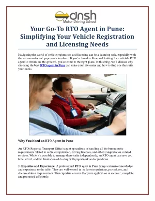 Expert RTO Agent Services in Pune: Simplify Your Vehicle Registration