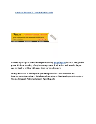 Gas Grill Burners & Griddle Parts PartsFe