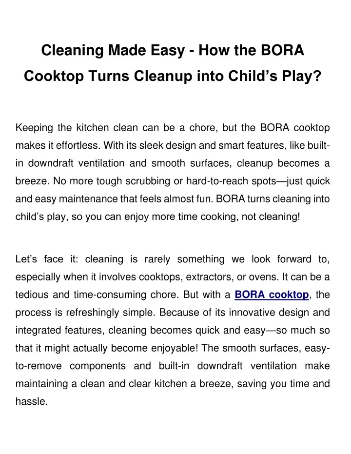 cleaning made easy how the bora