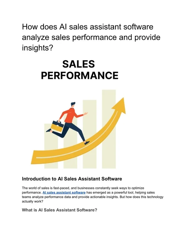 How does AI sales assistant software analyze sales performance and provide insights