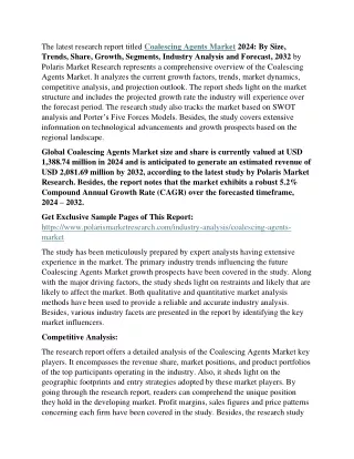 the latest research report titled coalescing