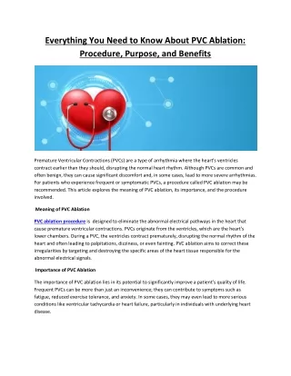 Everything You Need to Know About PVC Ablation: Procedure, Purpose, and Benefits