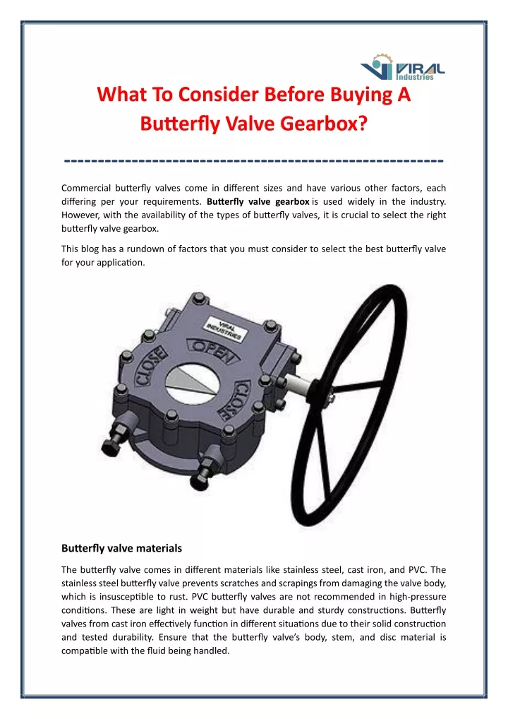 what to consider before buying a butterfly valve