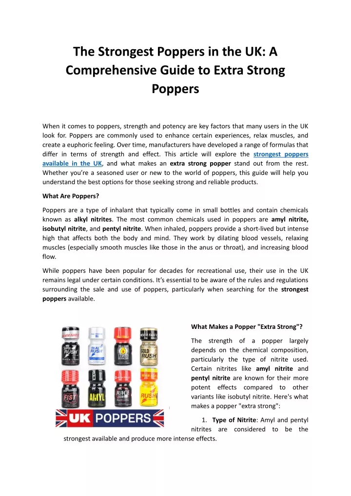 the strongest poppers in the uk a comprehensive