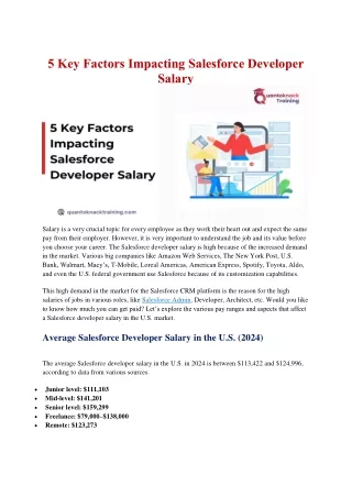 5 key factors impacting salesforce developer