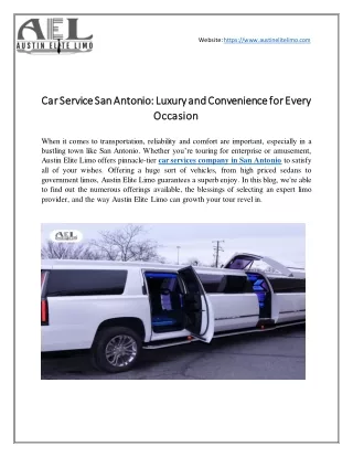 Car Service San Antonio: Luxury and Convenience for Every Occasion