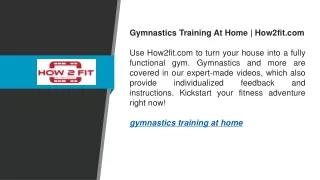 Gymnastics Training At Home  How2fit.com