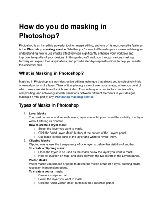 How do you do masking in Photoshop_