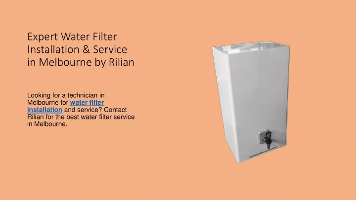 expert water filter installation service in melbourne by rilian