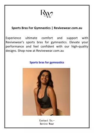 Sports Bras For Gymnastics  Revivewear.com.au