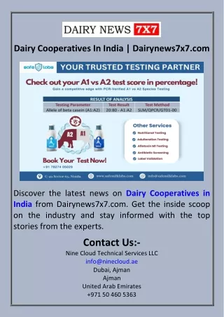 Dairy Cooperatives In India  Dairynews7x7.com