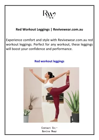 Red Workout Leggings Revivewear.com.au