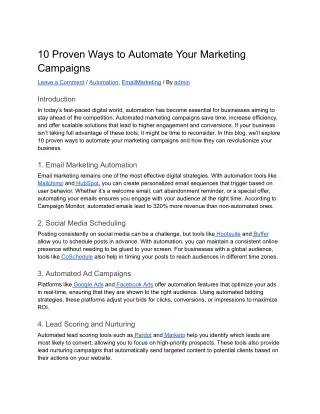 10 Proven Ways to Automate Your Marketing Campaigns