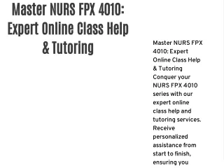 Master NURS FPX 4010: Expert Online Class Help & Tutoring