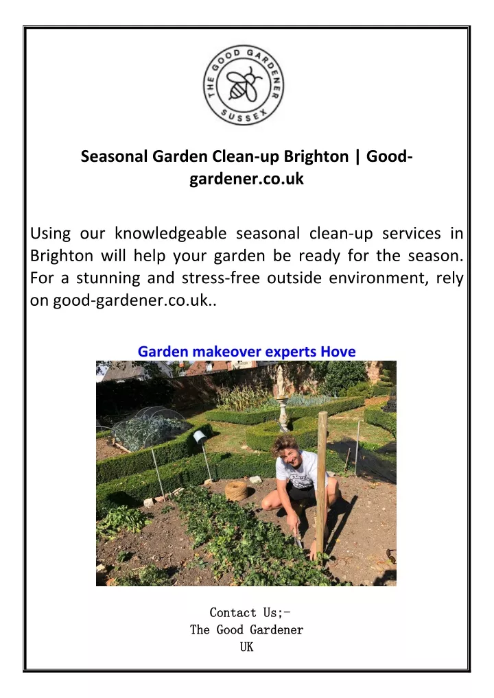 seasonal garden clean up brighton good gardener